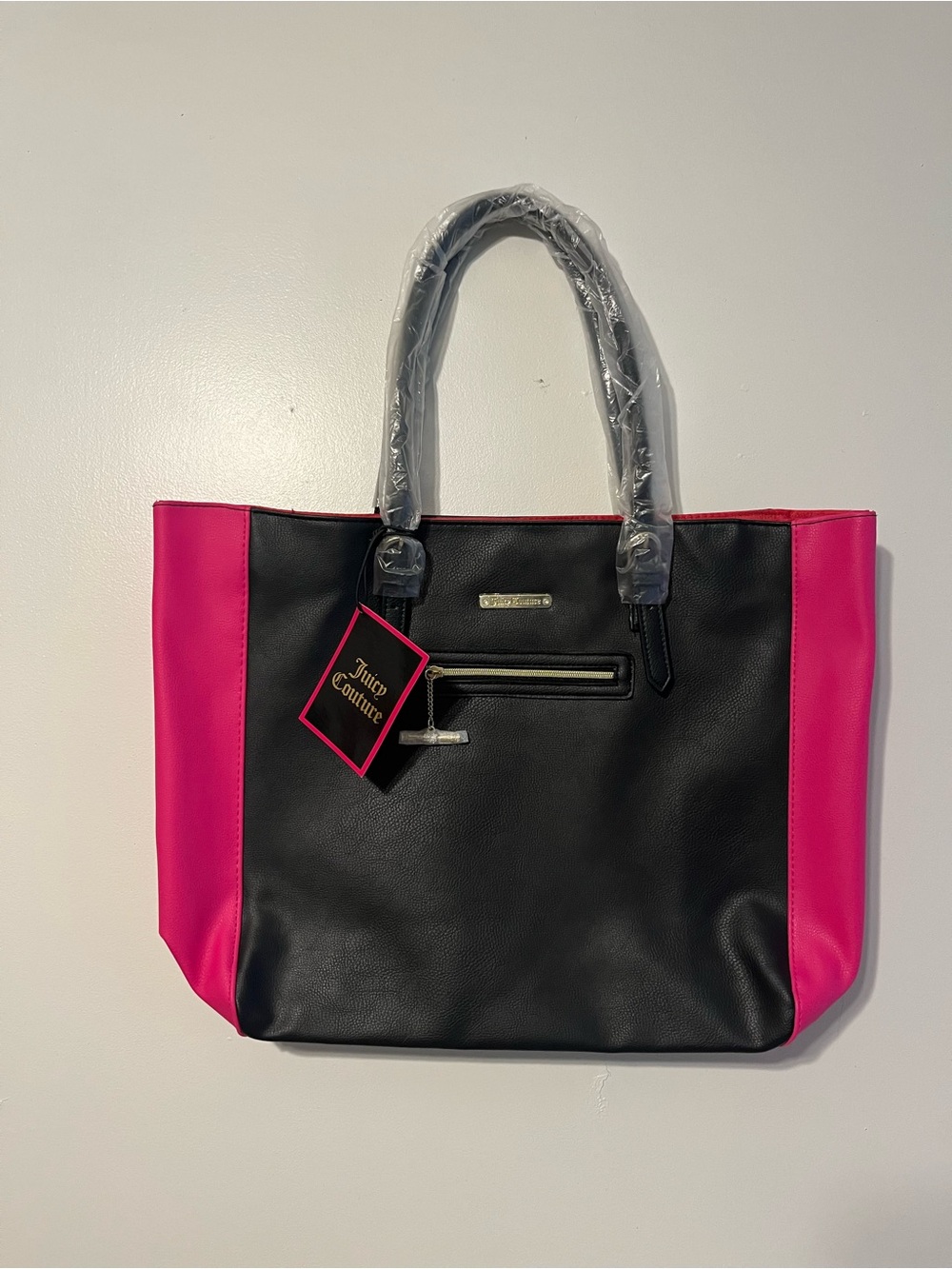 Juicy Couture Black and Hot Pink Paneled Tote